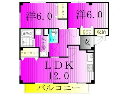 レイクヒルズ2(2LDK/2階)の間取り写真