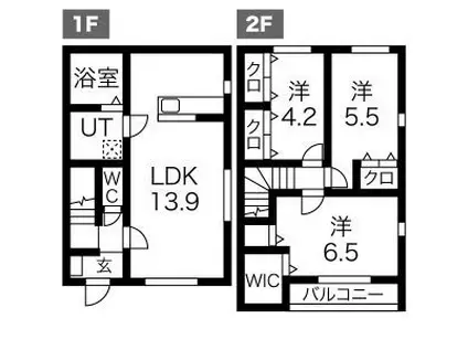 GRANDIR木更津III棟(3LDK/1階)の間取り写真