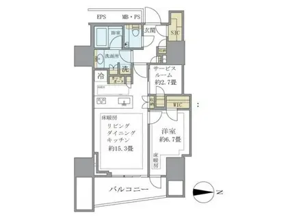 三田ガーデンヒルズサウスヒル(1SLDK/3階)の間取り写真