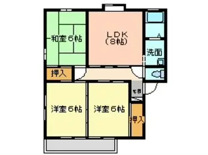 ルーエックII(3DK/2階)の間取り写真