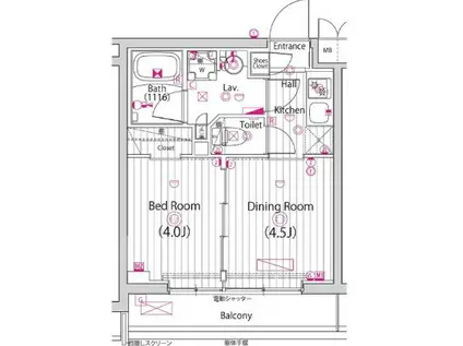 ガーラ練馬グランドステージ(1DK/4階)の間取り写真