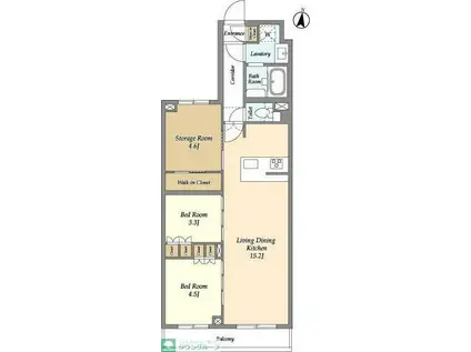 アジールコート練馬中村橋(2SLDK/1階)の間取り写真