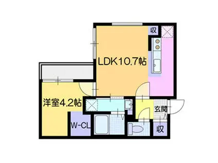 ラ・シュエット元町(1LDK/4階)の間取り写真