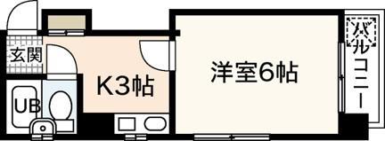 WING舟入(1K/2階)の間取り写真