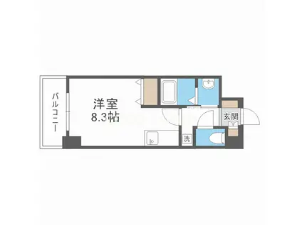 ウィスタリア新北野(ワンルーム/7階)の間取り写真