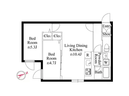 アバンティア阿佐ヶ谷南(2LDK/3階)の間取り写真