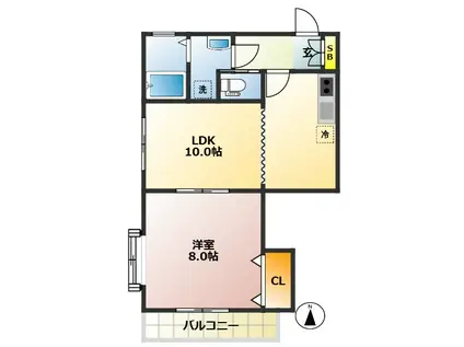 ローズガーデン(1LDK/1階)の間取り写真