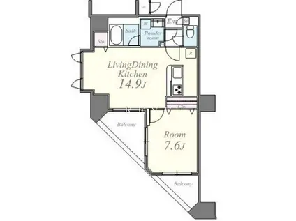 グランドール文京(1LDK/12階)の間取り写真