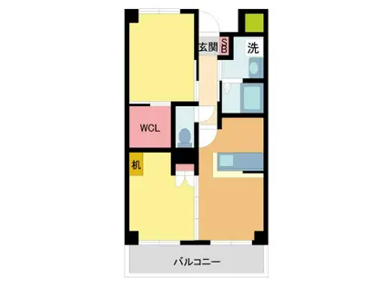 ハイタウン御殿山東(2DK/2階)の間取り写真