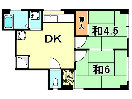 築島ビル(2DK/4階)の間取り写真