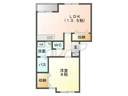 サニーコートB(1LDK/1階)の間取り写真