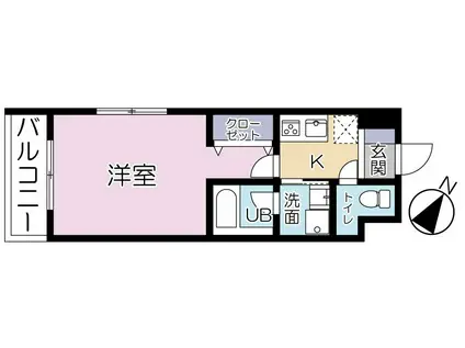 ラティーダ下並木II(1K/3階)の間取り写真