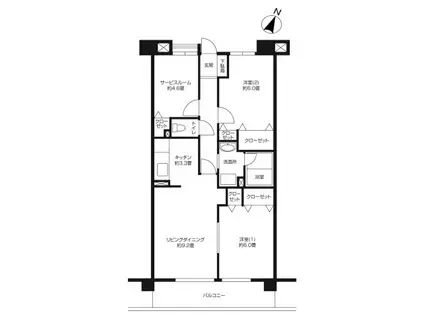 鷺沼ローズプラザ(2SLDK/5階)の間取り写真