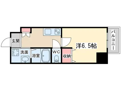 カサベ-ジュ天神橋(1K/3階)の間取り写真