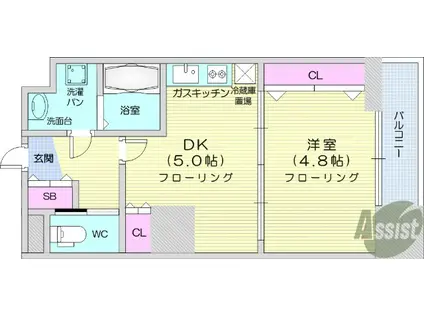 LA DOUCEUR片平(1DK/13階)の間取り写真