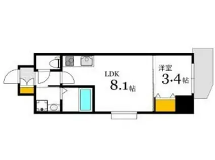 ビーズヒルズステージII(1LDK/3階)の間取り写真