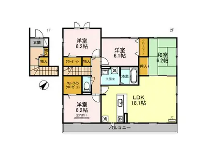 くみの木ヒルズII(4LDK/2階)の間取り写真