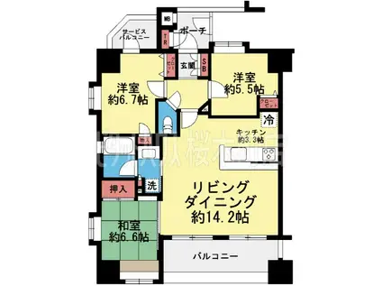 アトランティス本厚木II(3LDK/2階)の間取り写真