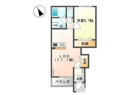 サンライズTOWN寺家(1LDK/1階)の間取り写真