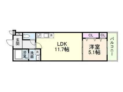 フジパレス鶴原(1LDK/3階)の間取り写真