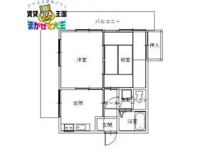 ボンヌール平野町(2K/4階)の間取り写真