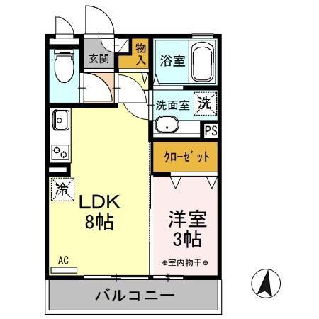 マリオーネ八千代(1LDK/3階)の間取り写真
