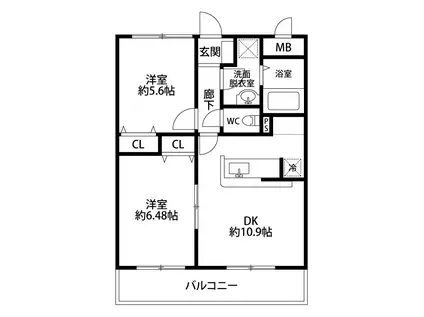 セカンドステージZERO(2LDK/2階)の間取り写真