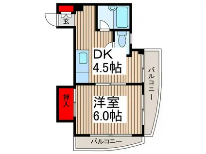 アビタシオン稲荷(1DK/3階)の間取り写真