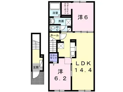 エクセルハイツ モア(2LDK/2階)の間取り写真