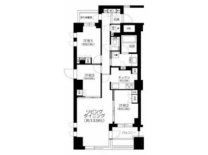 プラウド恵比寿(3LDK/6階)の間取り写真
