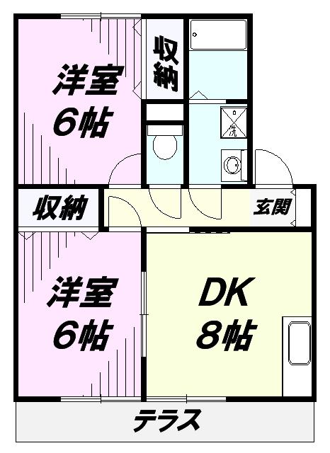 シェルアジュール(2DK/1階)の間取り写真