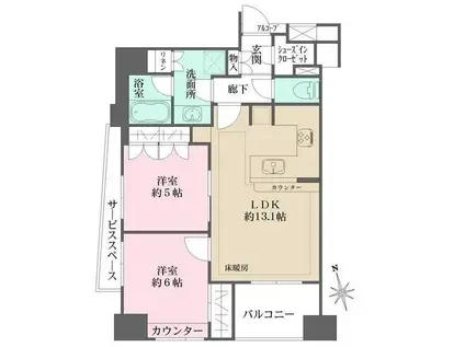 藤和シティホームズ武蔵小山駅前トウワシティホームズムサシコヤマエキマ(2LDK/7階)の間取り写真