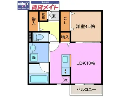 三重県津市新町AP(1LDK/1階)の間取り写真