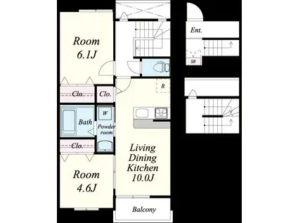 プレミアム県庁前A棟(2LDK/3階)の間取り写真