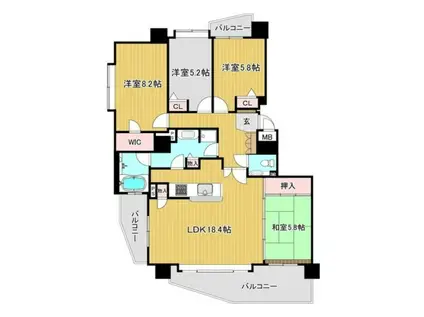 クリーンリバーフィネス桑園南(4LDK/14階)の間取り写真