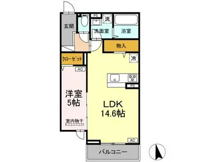 セレスティア竹ノ塚II(1LDK/3階)の間取り写真