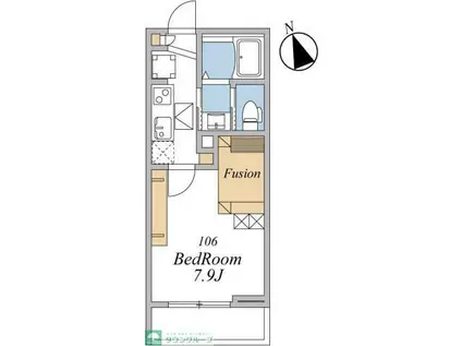 ウィンドテラス津田沼II(1K/1階)の間取り写真