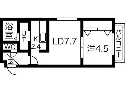 トライフォース12(1LDK/4階)の間取り写真