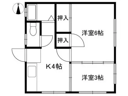若竹荘(2K/1階)の間取り写真