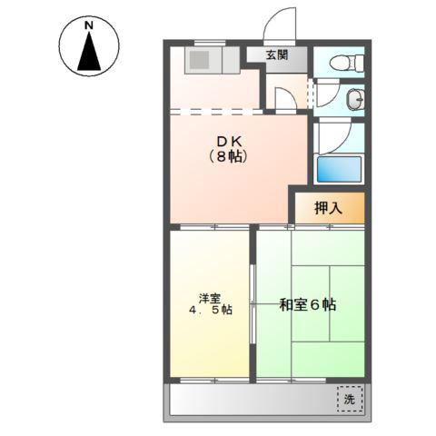 サンハイツNAWA A・B(2DK/1階)の間取り写真