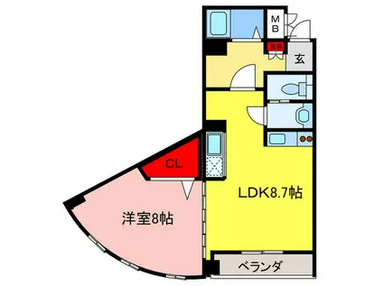 サンロード石橋(1LDK/4階)の間取り写真
