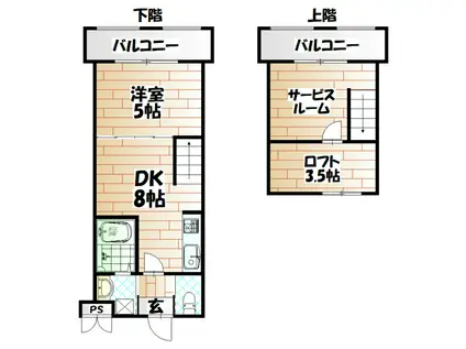 フルール・ド・パリス(1SLDK/9階)の間取り写真