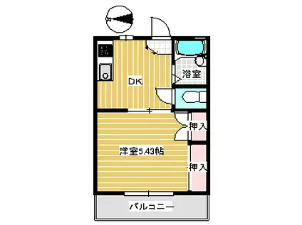 サンハイツ六座(1DK/2階)の間取り写真