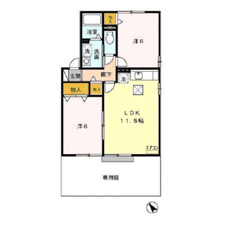エクセレンテ・マシューA/B(2LDK/1階)の間取り写真
