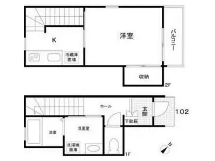 MAISONETTE K2(1K/2階)の間取り写真