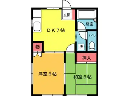 S・スカイブルー東海岸I(2DK/2階)の間取り写真