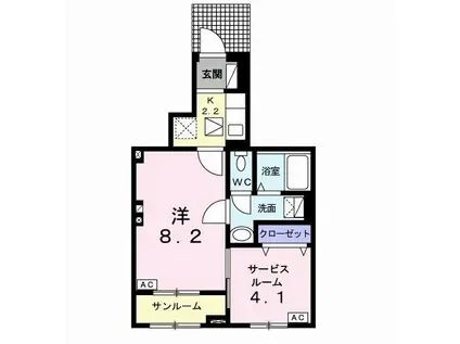 ヴァン ベール(1SK/1階)の間取り写真