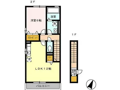FAIRY COURT ”” A(1LDK/2階)の間取り写真