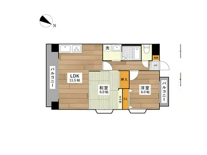エスティーガーデン(2LDK/1階)の間取り写真