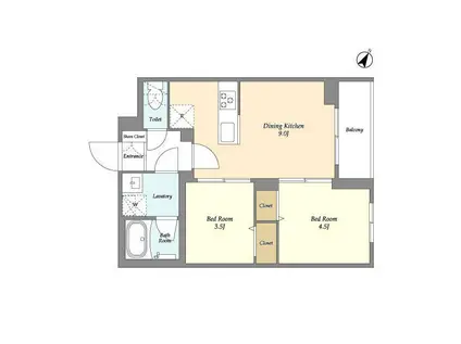 ドゥーエ曳舟II(2DK/2階)の間取り写真